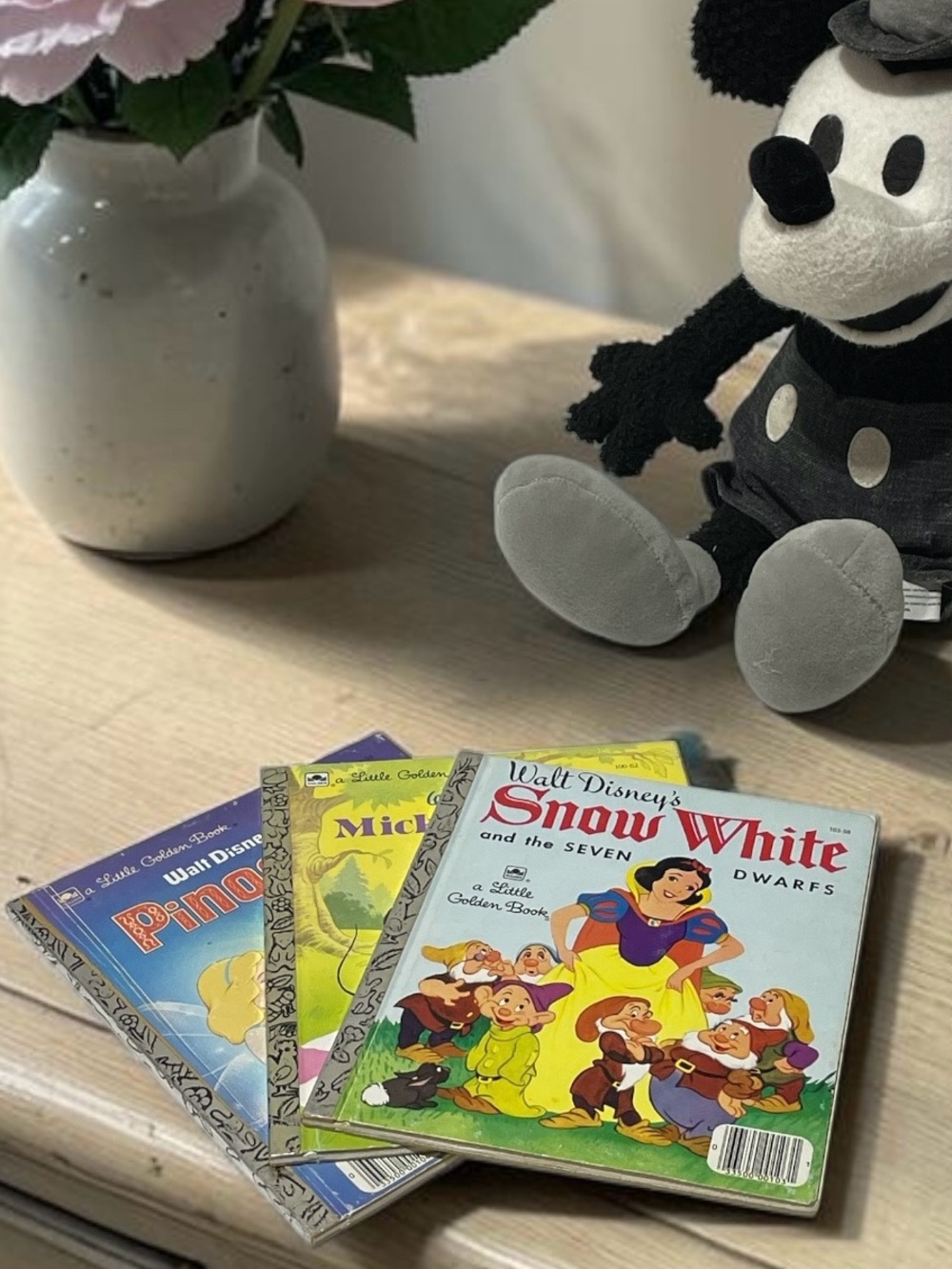 Vintage Disney Little Golden Books Lot of 3 Snow White Pinocchio Mickey Mouse